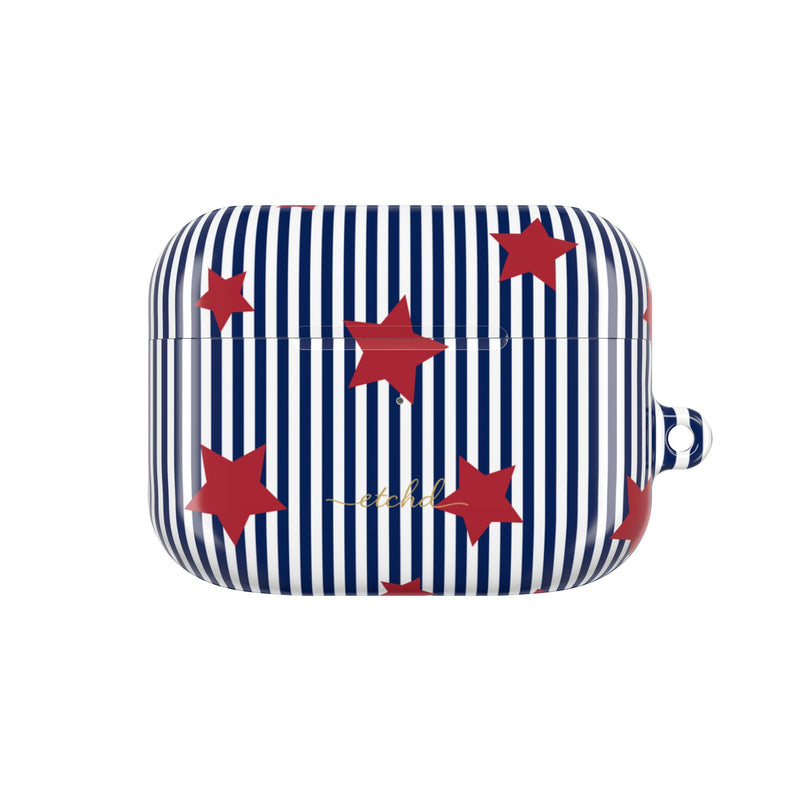 Blue Stripes & Red Stars AirPod Case by etchd