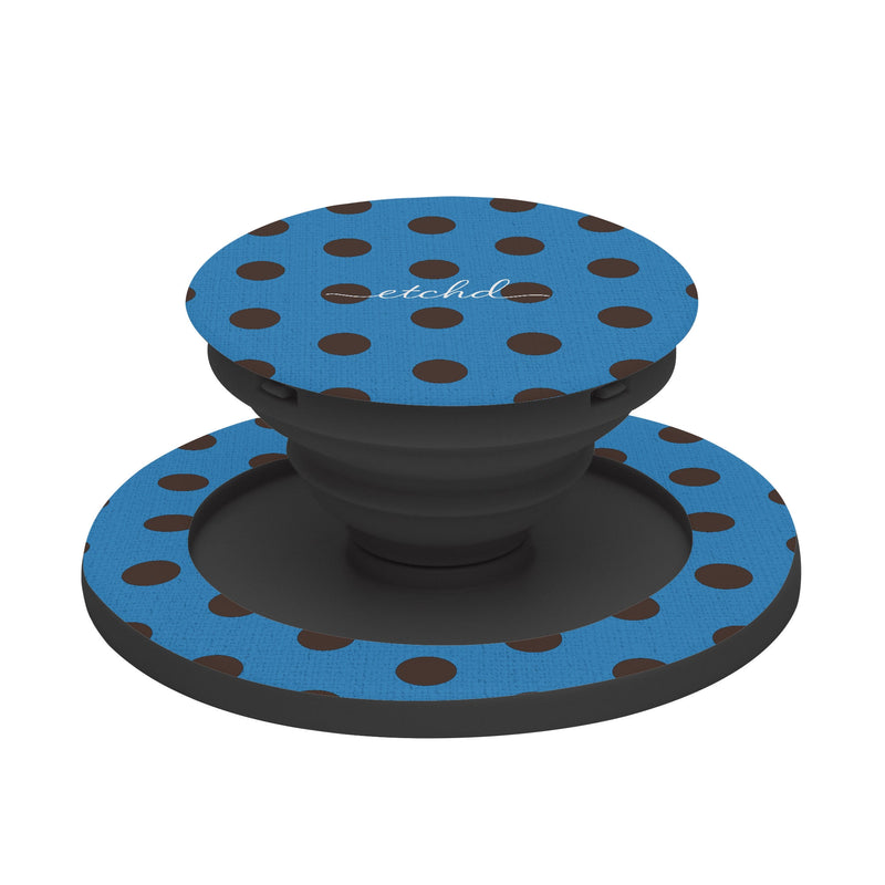 Espresso And Cerulean Polka Dot Phone Grip And Stand-zoom-