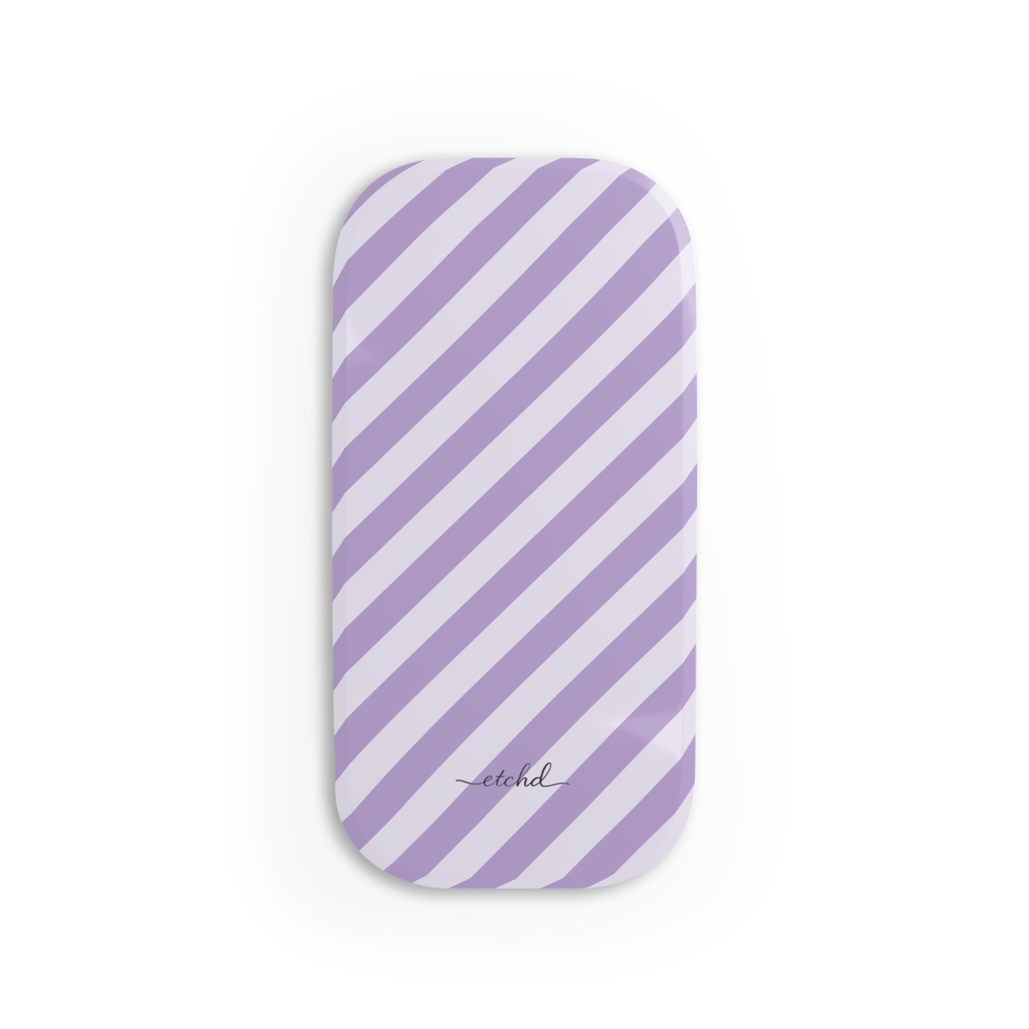Lilac & Cream Striped Diagonal Click-On Phone Grip by etchd