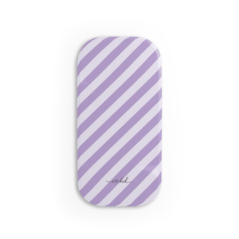 Lilac & Cream Striped Diagonal Agarre clipsable para móvil de etchd