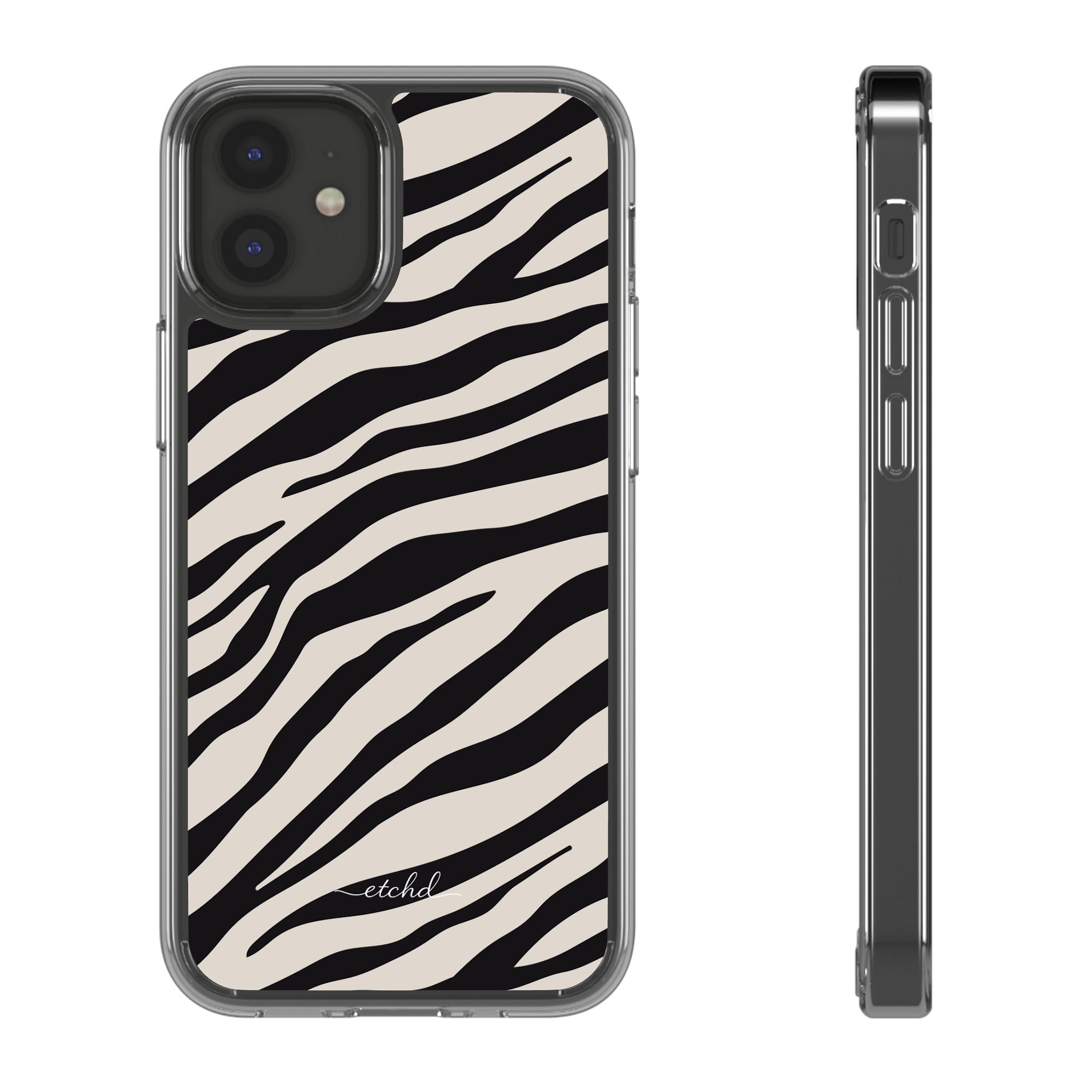Zebra Print Clear Phone Case by etchd, view 2