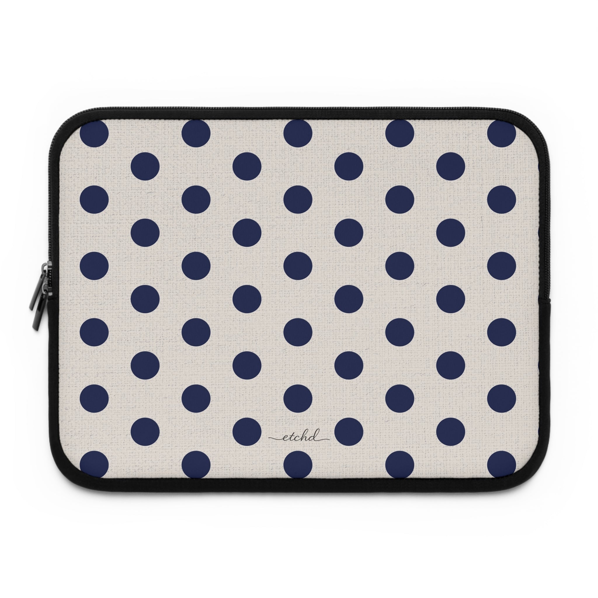 Navy & Cream Polka Dot Laptop Sleeve by etchd