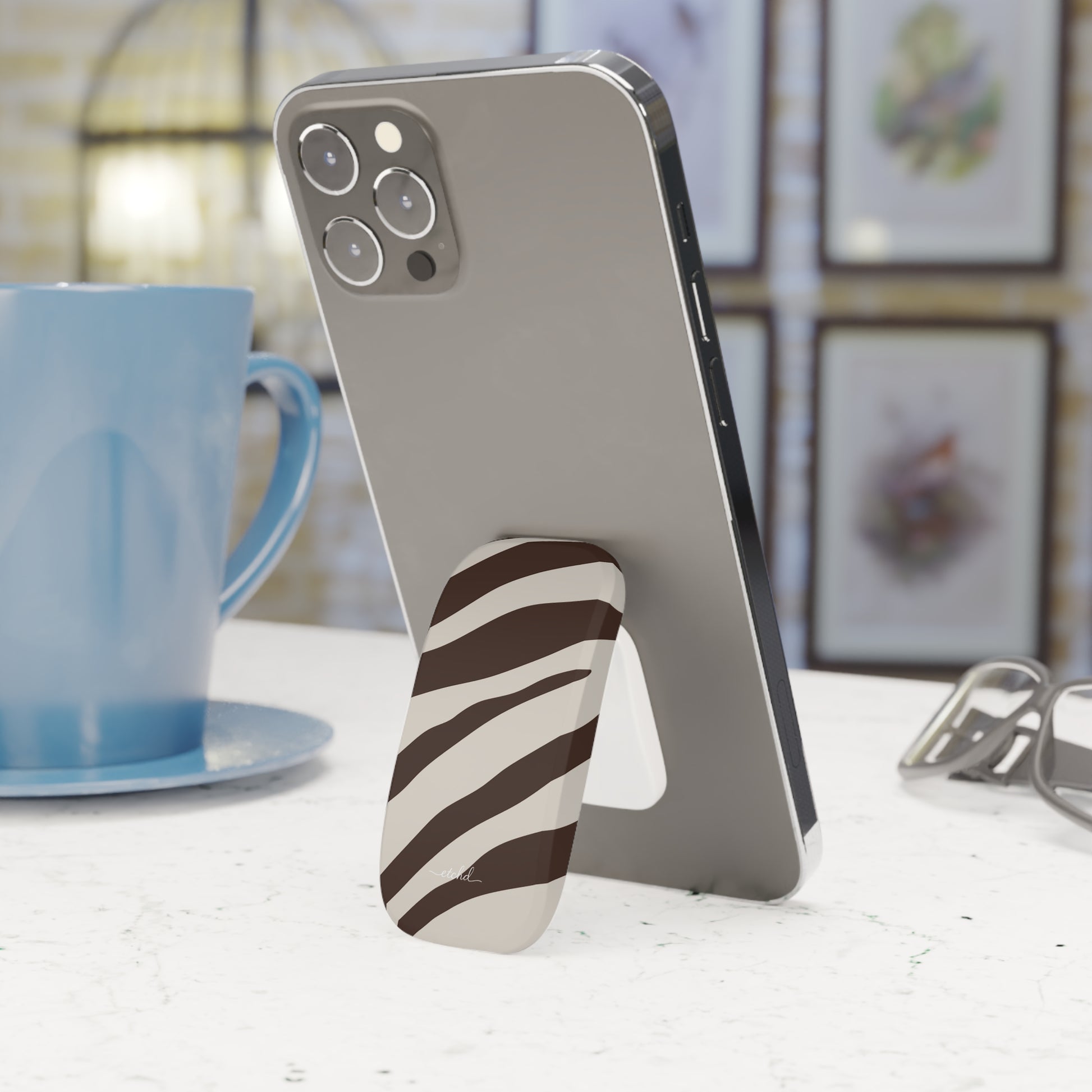 Brown Zebra Click-On Phone Grip by etchd, view 6