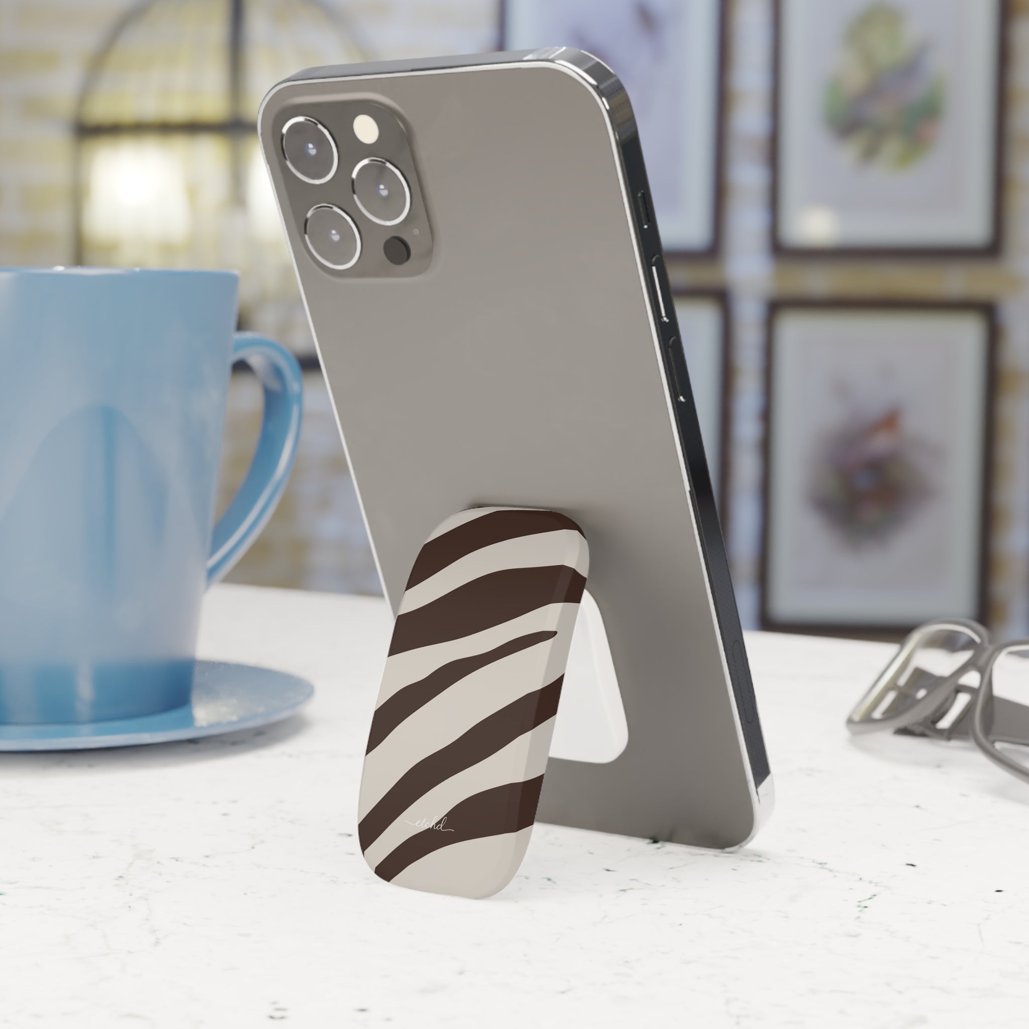 Brown Zebra Click-On Phone Grip by etchd, view 6