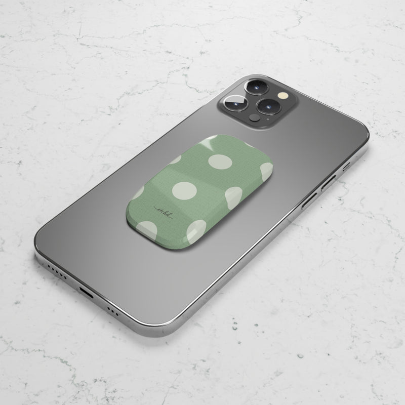 Cream & Sage Polka Dot Click-On Phone Grip by etchd, view 5