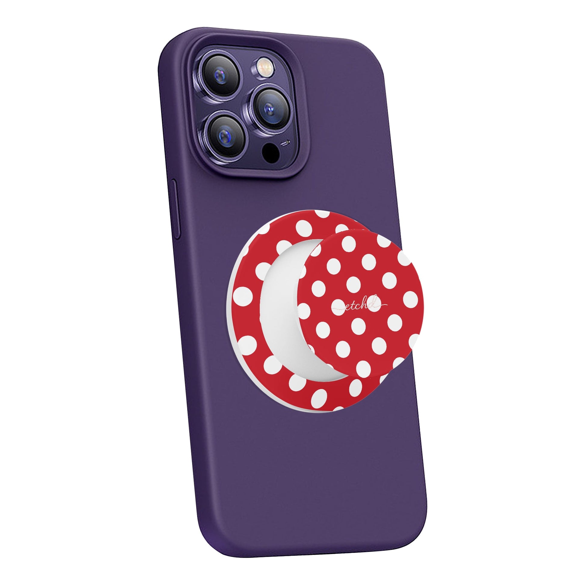Classic Red Polka Dot Phone Grip And Stand by etchd, view 7