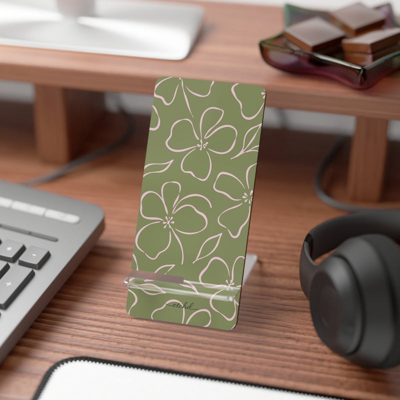Green & Pink Floral Phone Stand by etchd, view 3