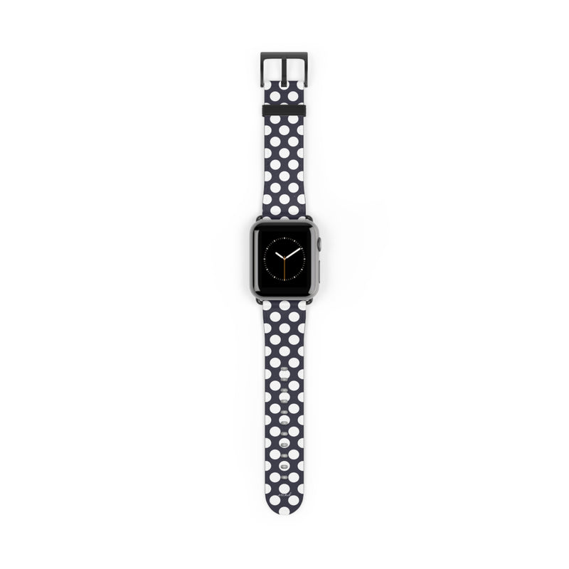 White And Navy Polka Dot Smartwatch Strap-zoom-