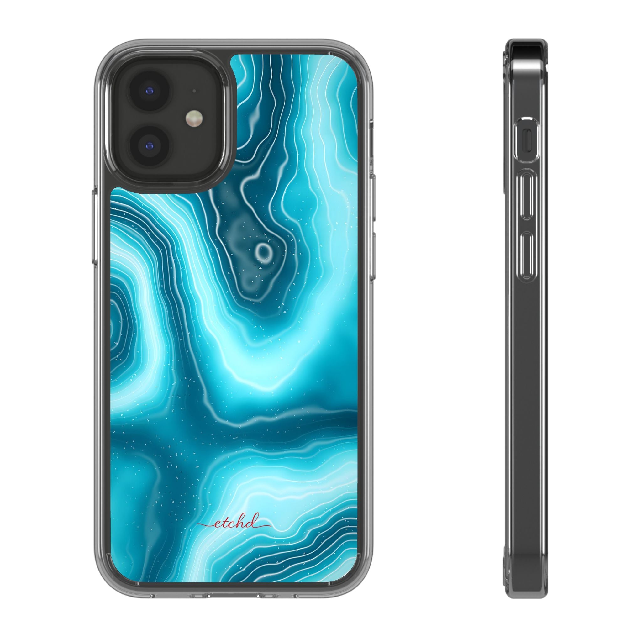 Aquamarine Clear Phone Case by etchd, view 2