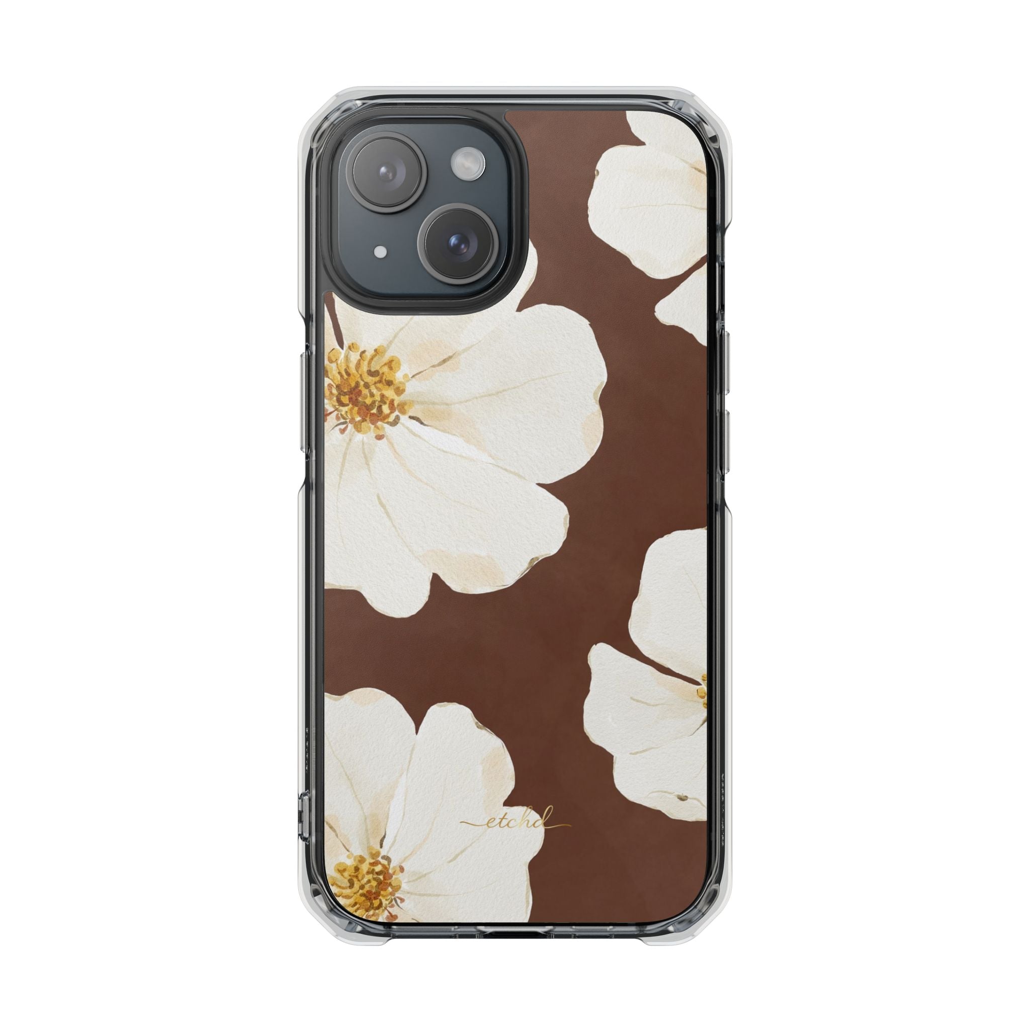Mocha Blossom Clear Magnetic Phone Case by etchd, view 2