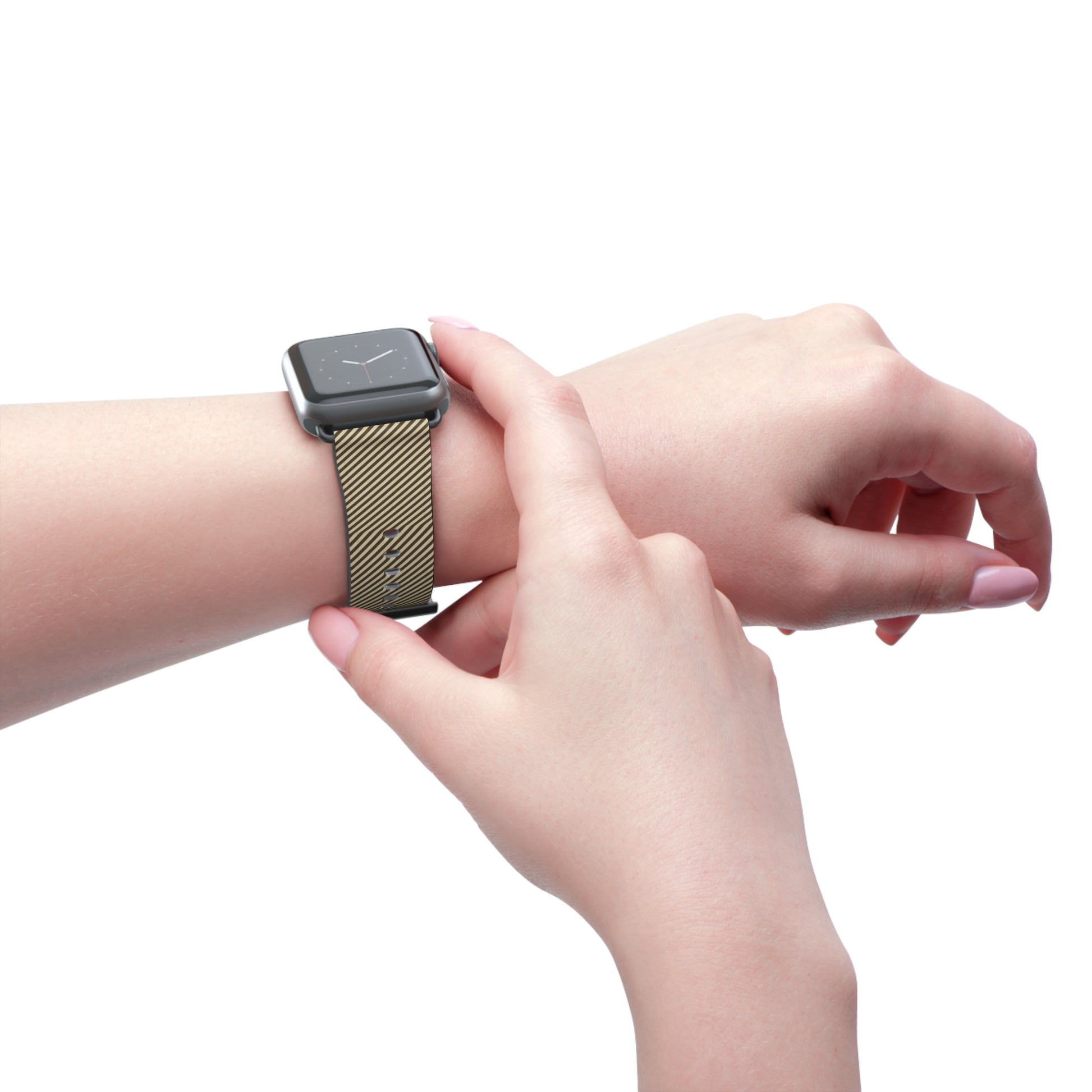 Butter & Brown Striped Diagonal Smartwatch Strap by etchd, view 11