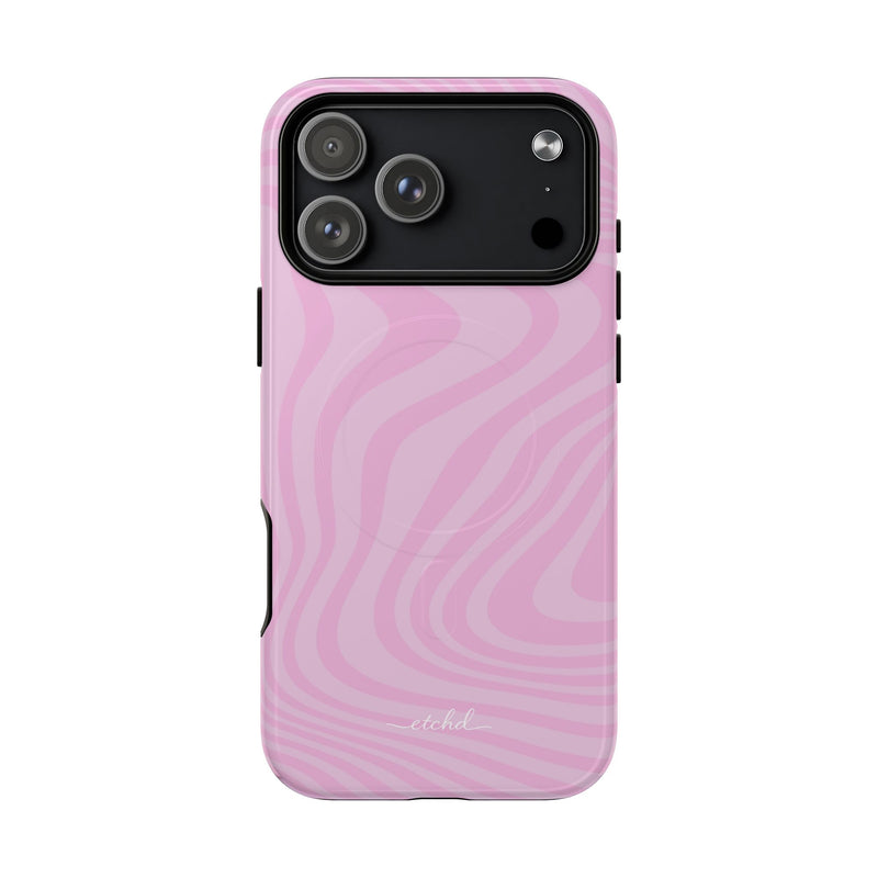 Pink Curved Lines Magnetic Phone Case by etchd, view 31