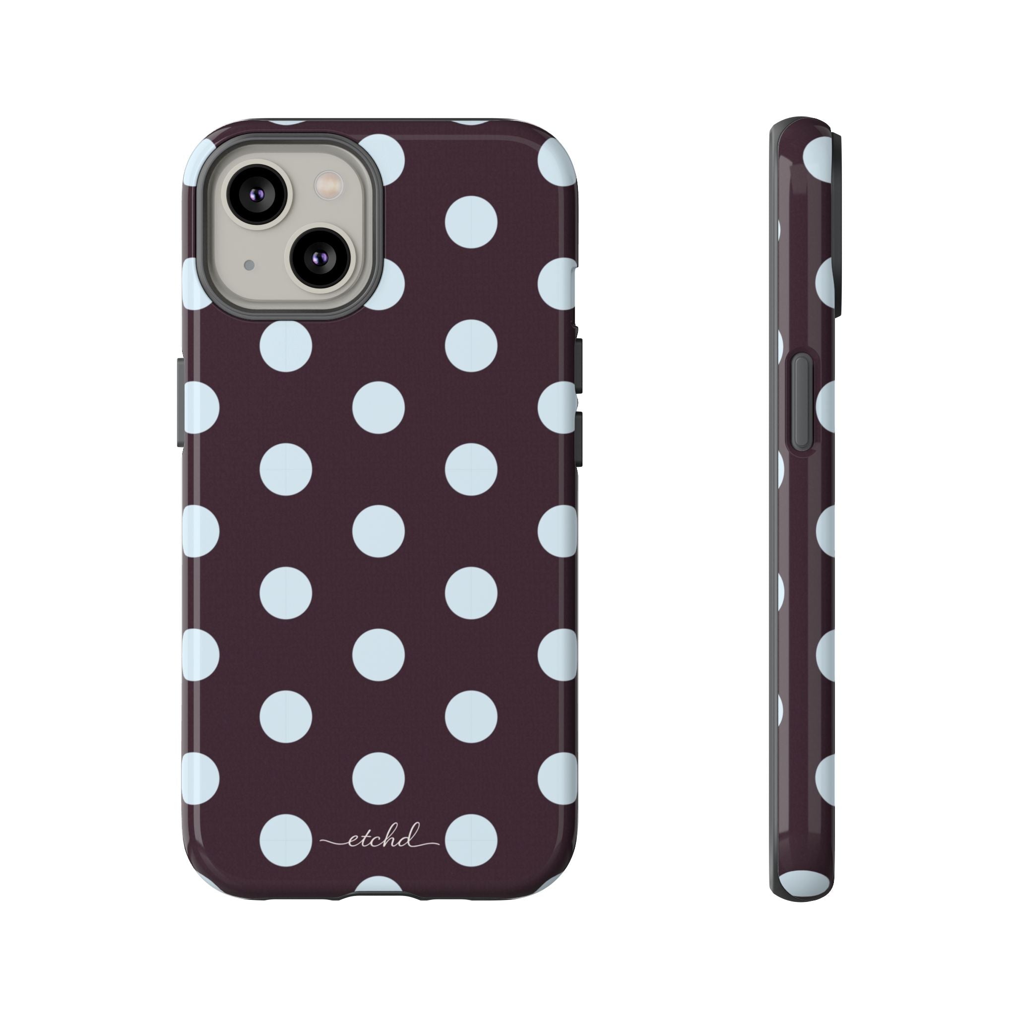 Blue & Plum Polka Dot Phone Case by etchd, view 2