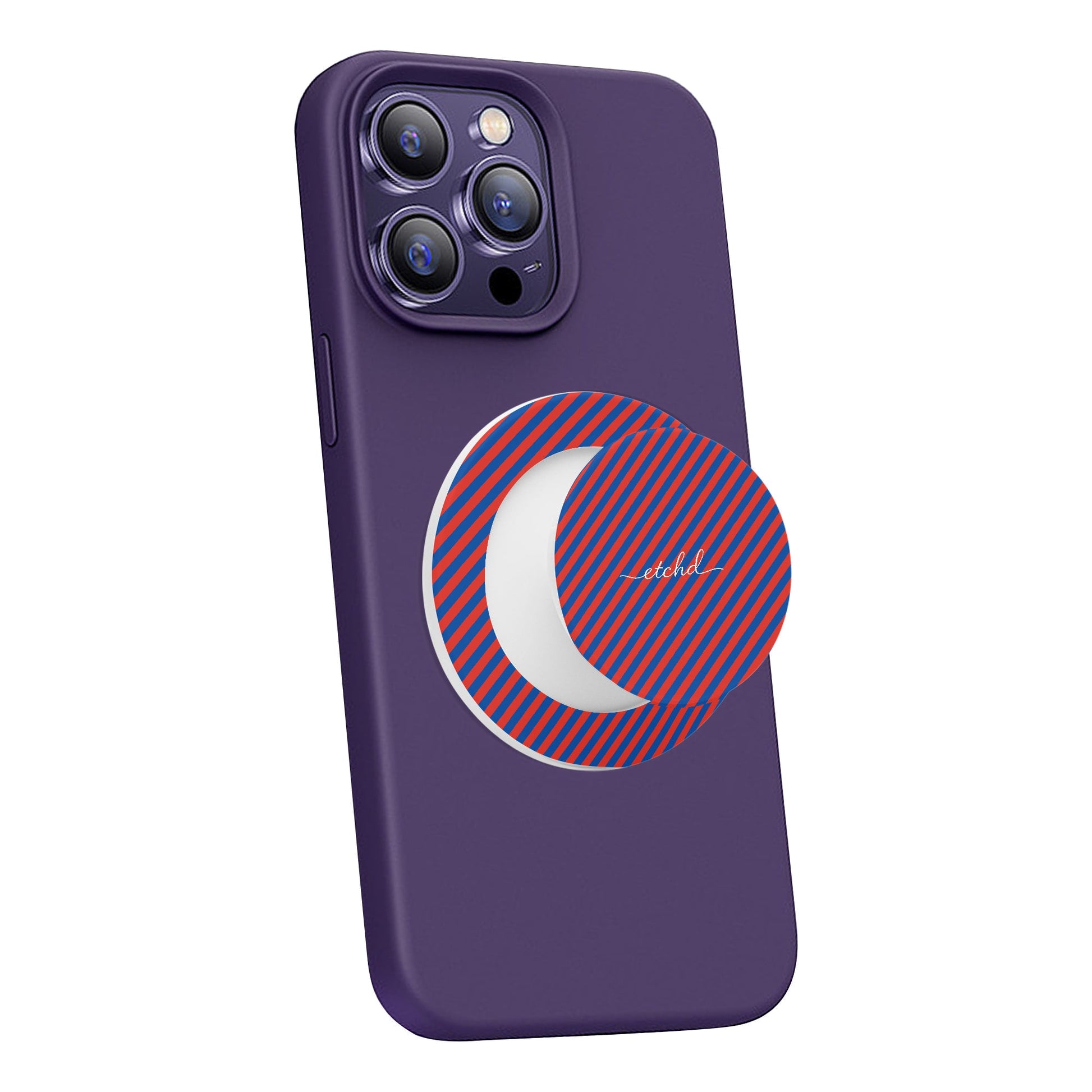 Cobalt And Poppy Diagonal Phone Grip And Stand by etchd, view 7