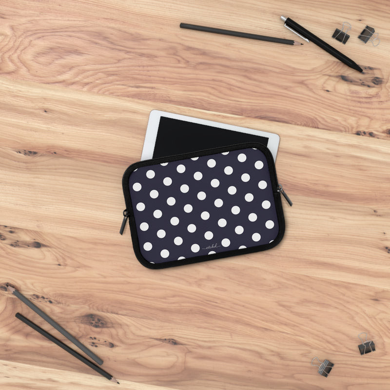 White And Navy Polka Dot Laptop Sleeve by etchd, view 14