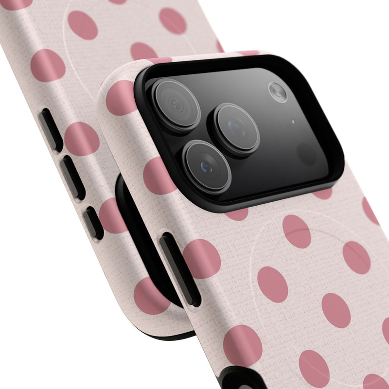 Blush & Cream Polka Dot Magnetic Phone Case by etchd, view 100