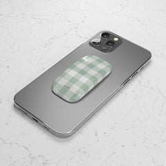 Sage Gingham Click-On Phone Grip by etchd, view 4