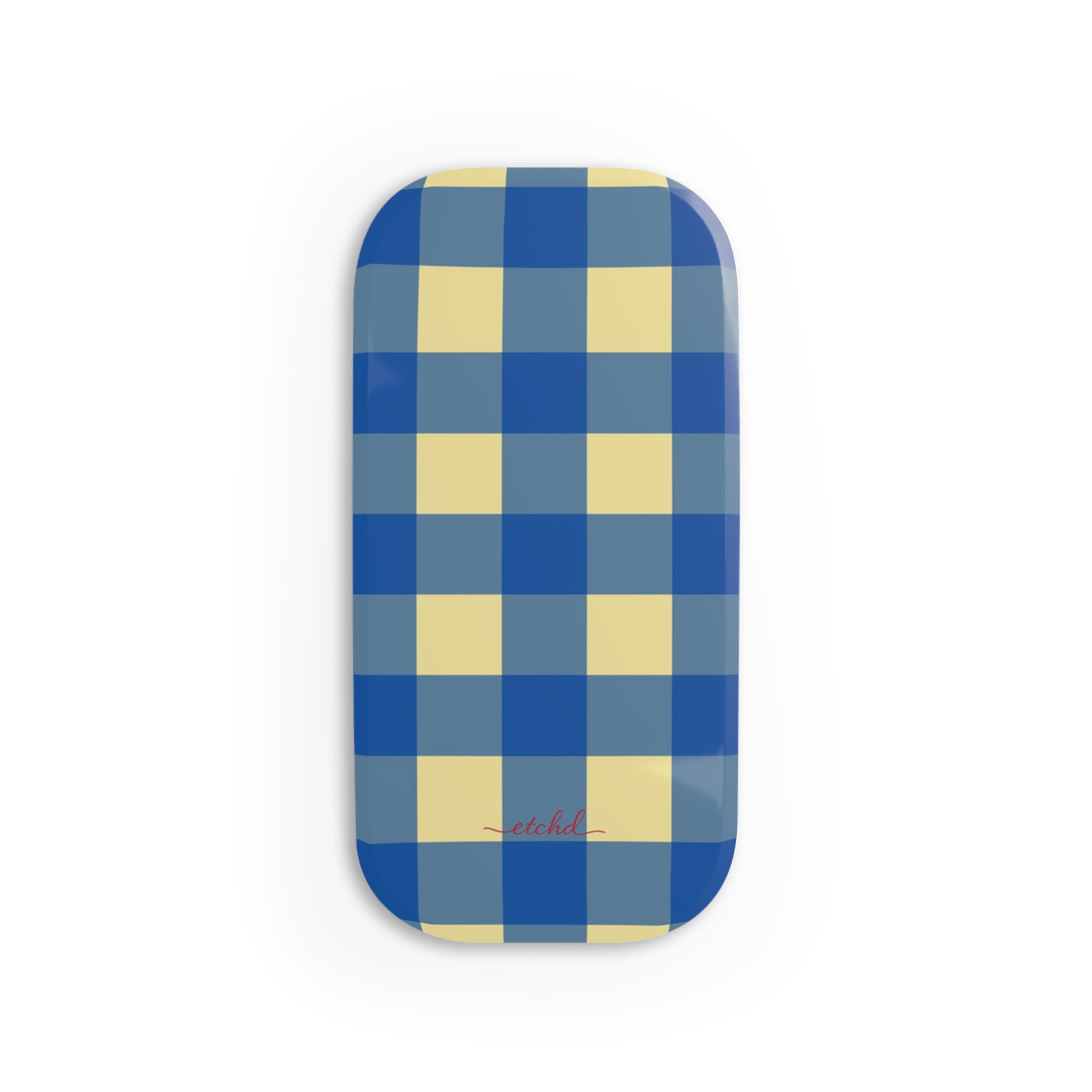 Butter & Cobalt Gingham Click-On Phone Grip by etchd