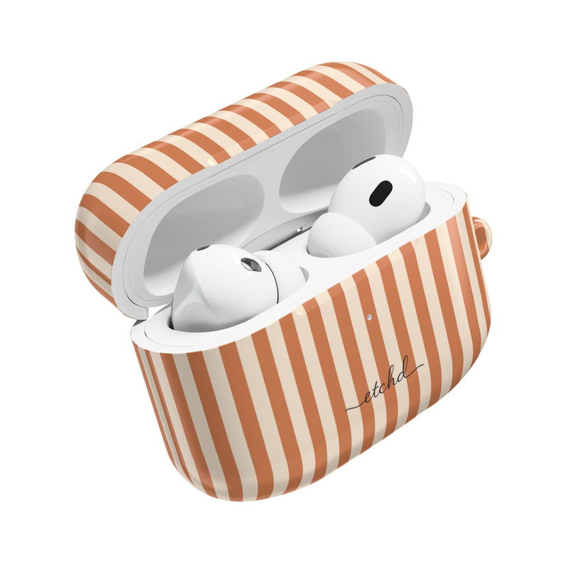 Terracotta & Cream Striped AirPod Case by etchd, view 9