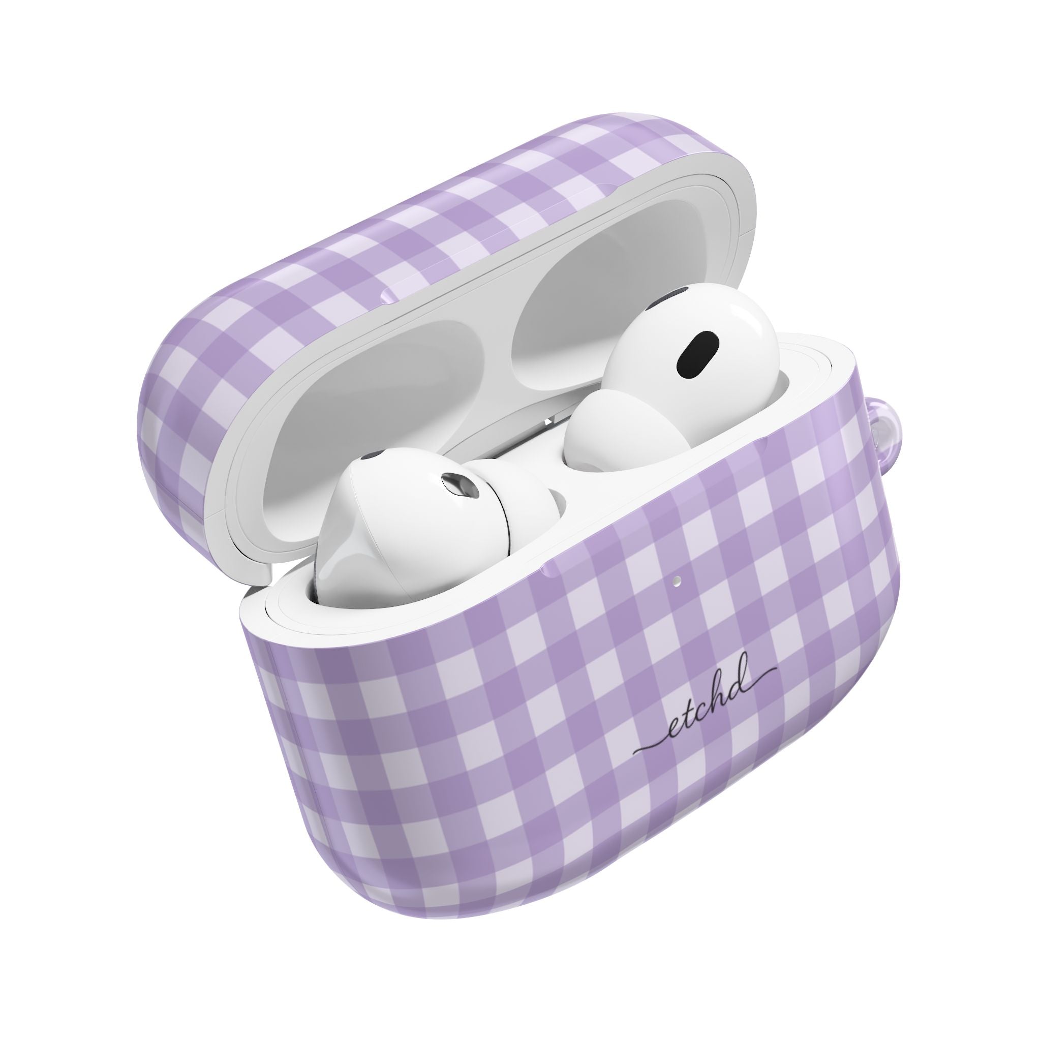 Lilac & Cream Gingham AirPod Case by etchd, view 9