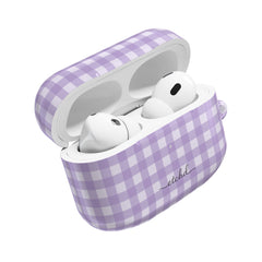 Lilac & Cream Gingham AirPod Case by etchd, view 9