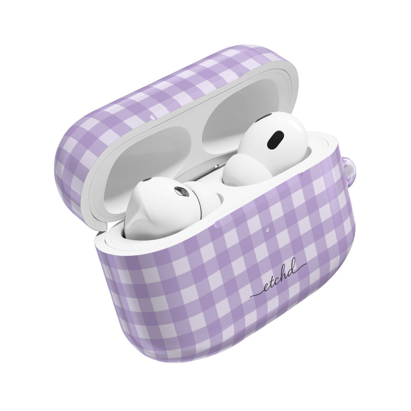 Lilac & Cream Gingham AirPod Case by etchd, view 9