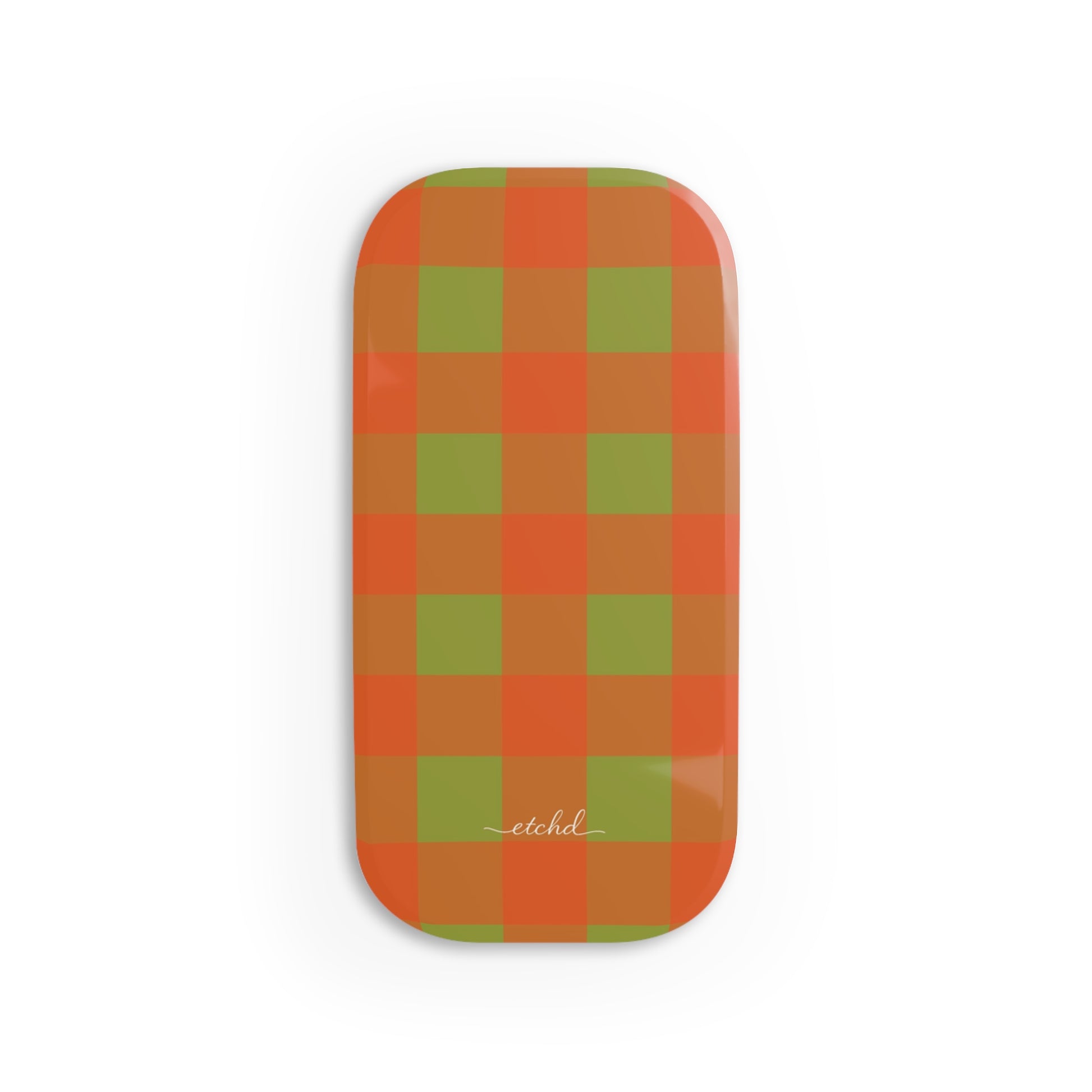 Persimmon & Wasabi Gingham Click-On Phone Grip by etchd
