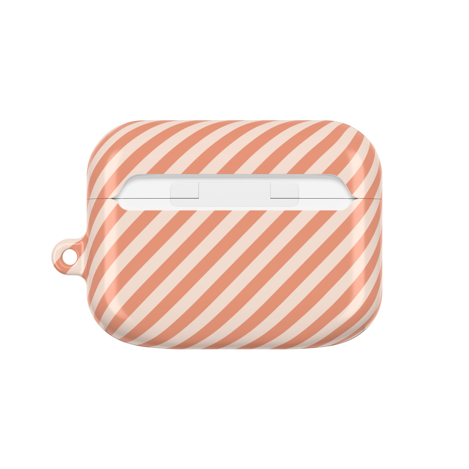Coral & Cream Striped Diagonal AirPod Case by etchd, view 7