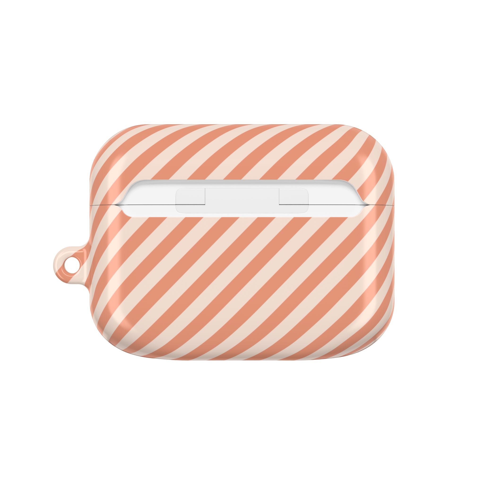 Coral & Cream Striped Diagonal AirPod Case by etchd, view 7