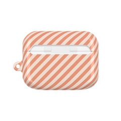 Coral & Cream Striped Diagonal AirPod Case by etchd, view 7