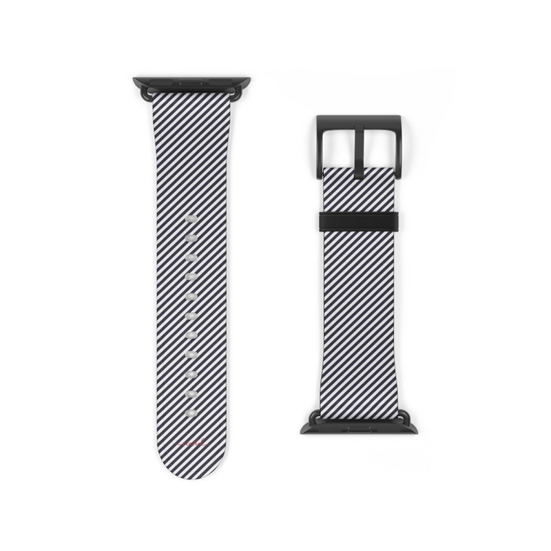 Navy & White Striped Diagonal Smartwatch Strap by etchd, view 9