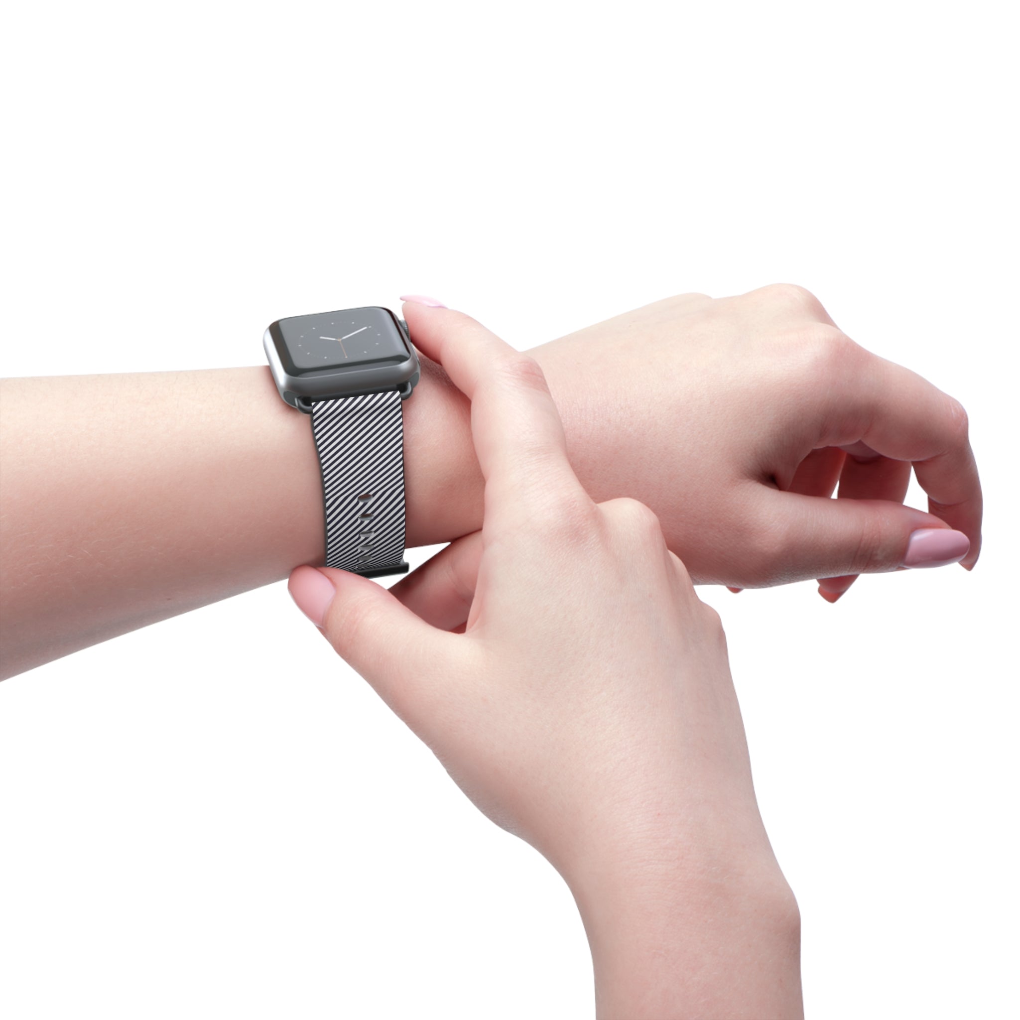 Navy & White Striped Diagonal Smartwatch Strap by etchd, view 11