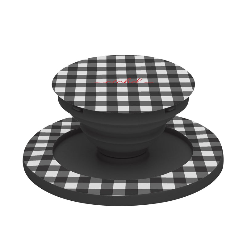 Black & White Gingham Phone Grip And Stand-zoom-
