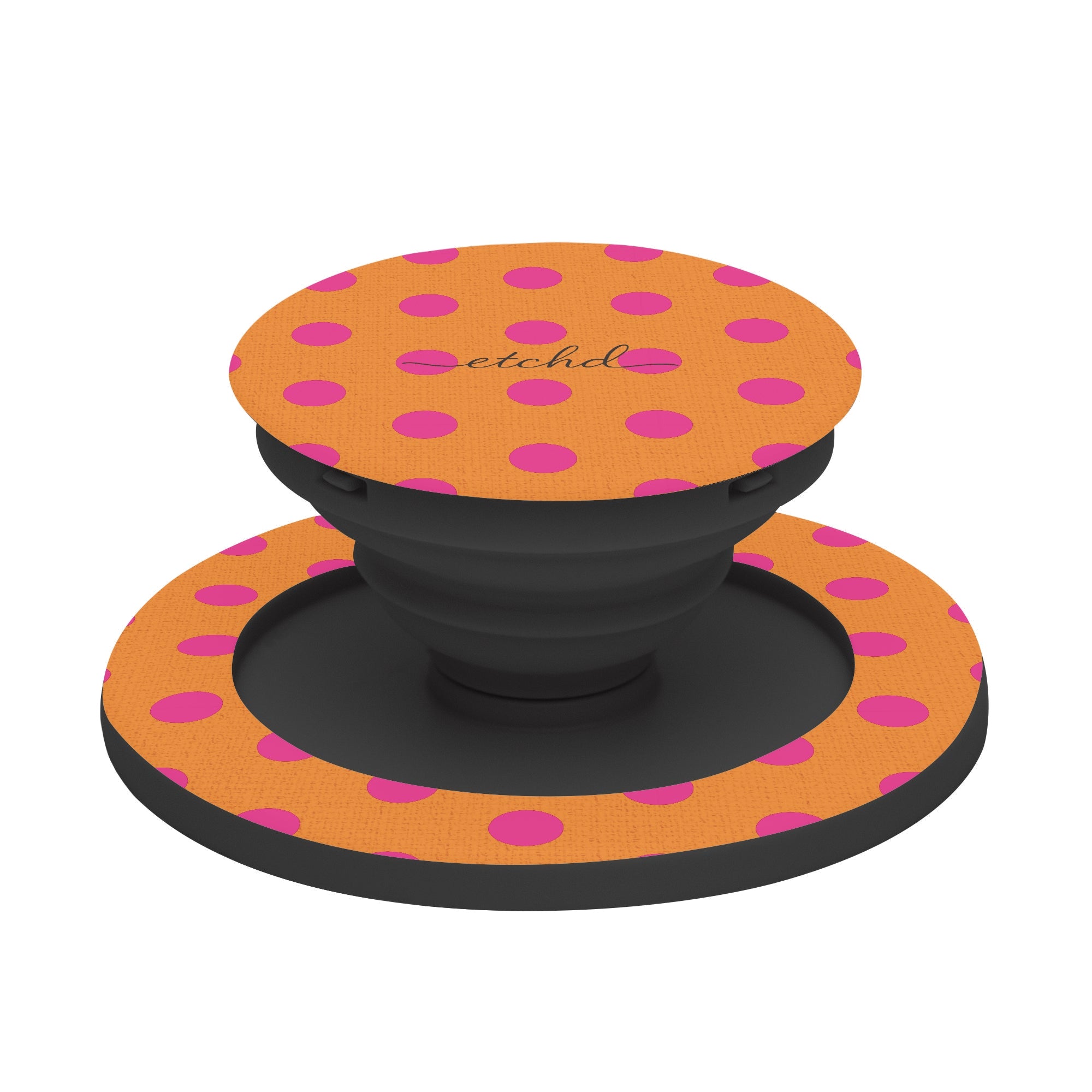 Pink And Orange Polka Dot Phone Grip And Stand by etchd, view 6