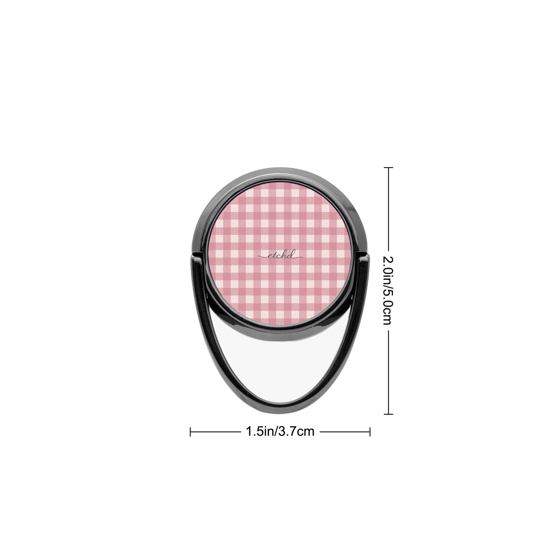 Blush & Cream Gingham Anillo soporte para móvil de etchd, vista 3