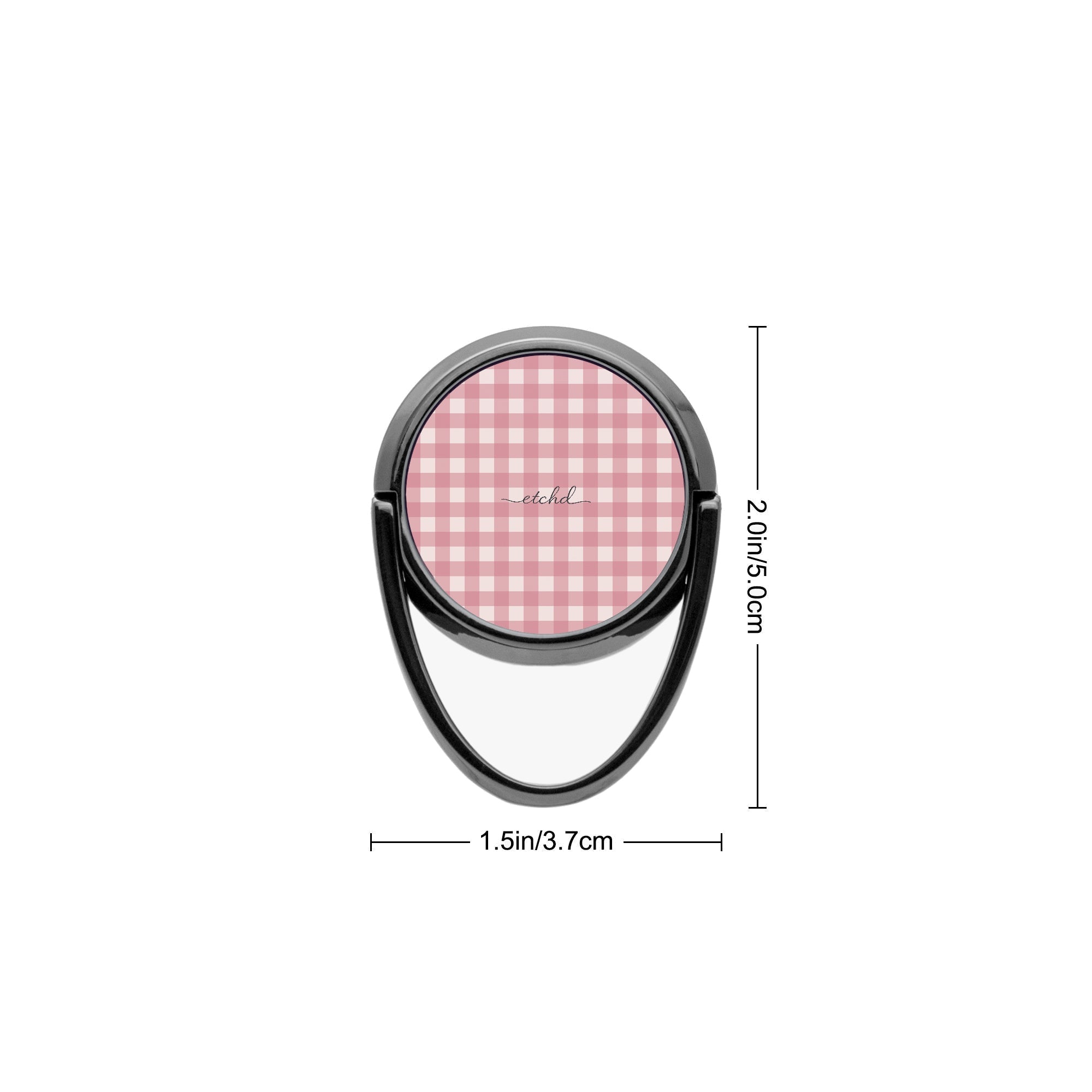 Blush & Cream Gingham Anillo soporte para móvil de etchd, vista 3