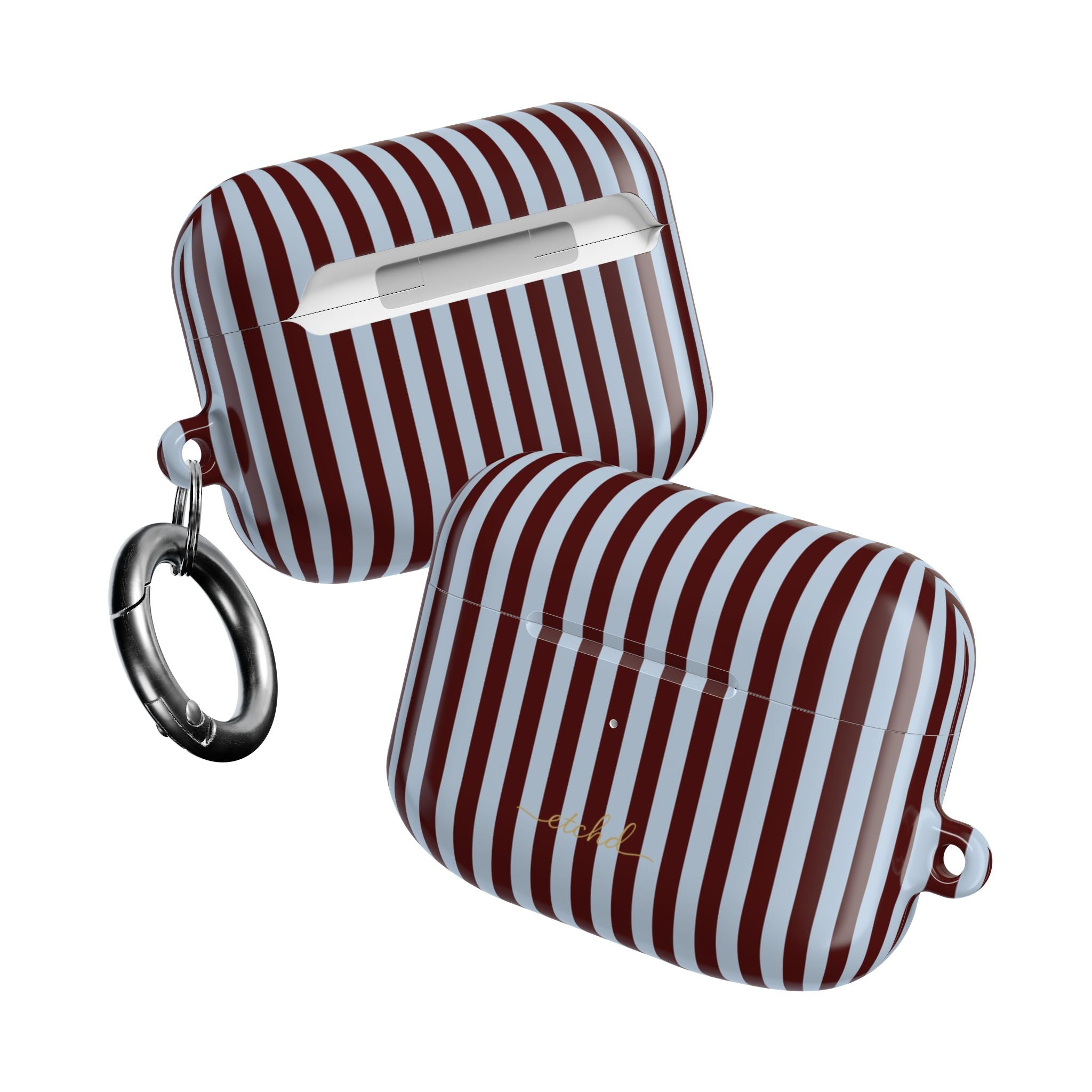 Blue & Cherry Striped AirPod Case by etchd, view 10