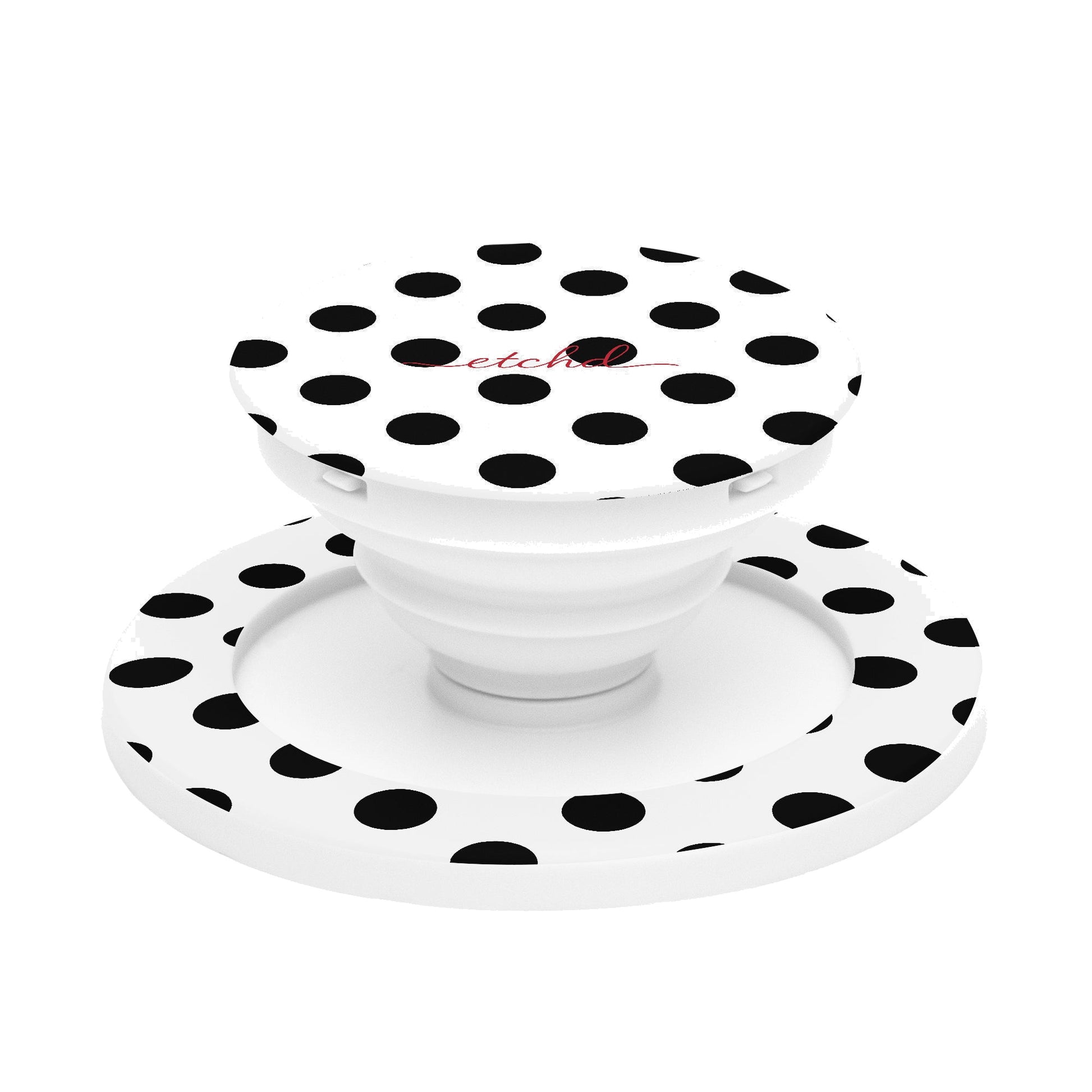 Black & White Polka Dot Phone Grip And Stand by etchd