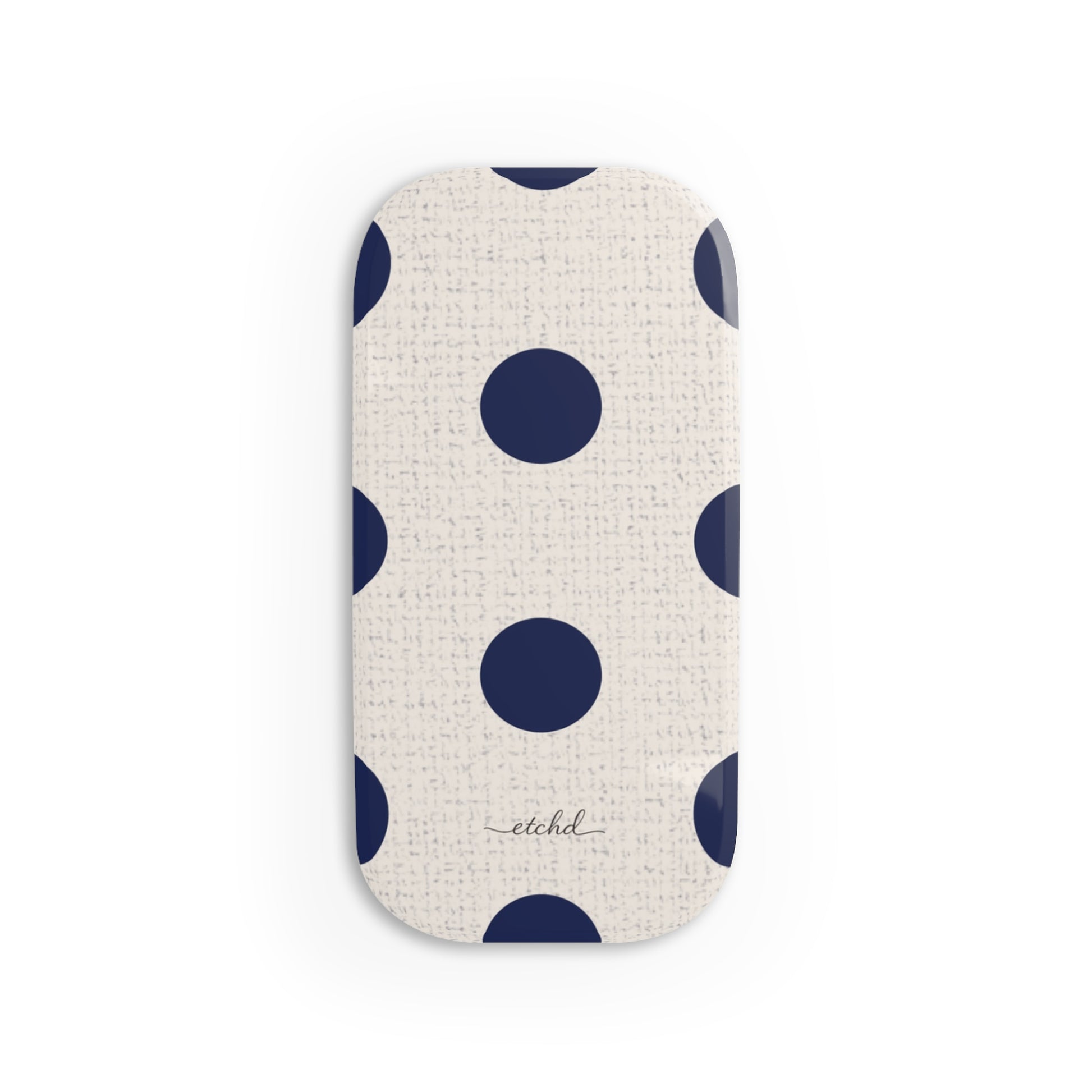 Navy & Cream Polka Dot Click-On Phone Grip by etchd