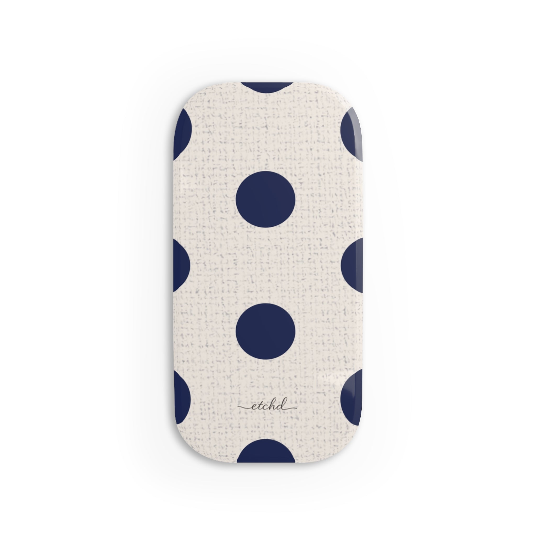 Navy & Cream Polka Dot Click-On Phone Grip by etchd