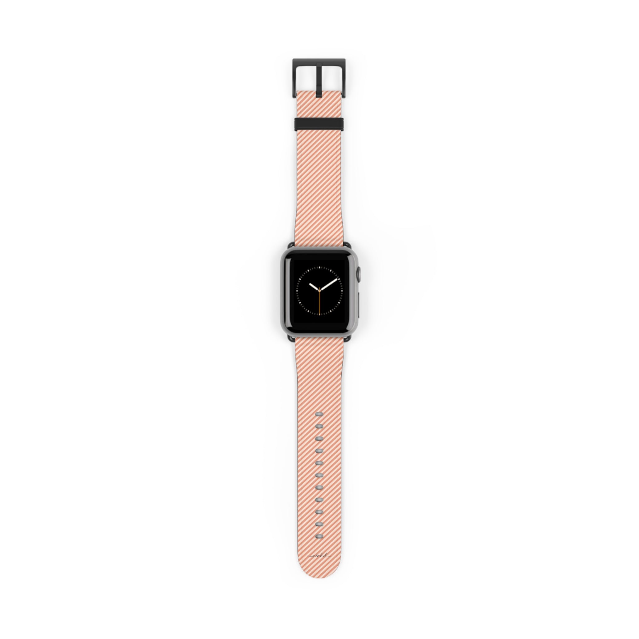 Coral & Cream Striped Diagonal Smartwatch Strap by etchd