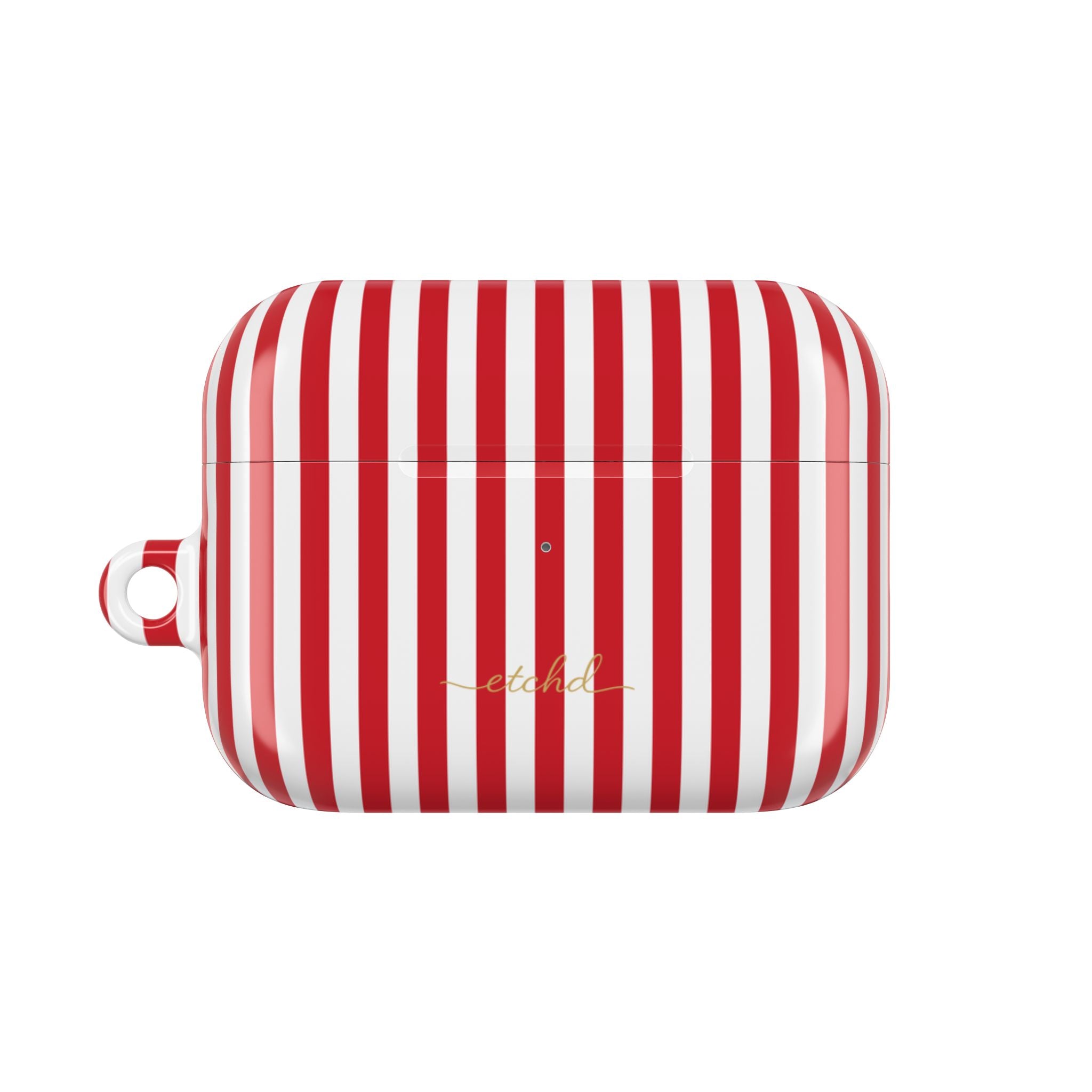 Classic Red & White Striped AirPod Case by etchd, view 2