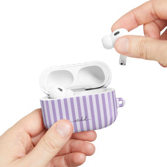 Lilac & Cream Striped AirPod Case by etchd, view 11