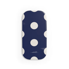 Cream & Navy Polka Dot Click-On Phone Grip by etchd