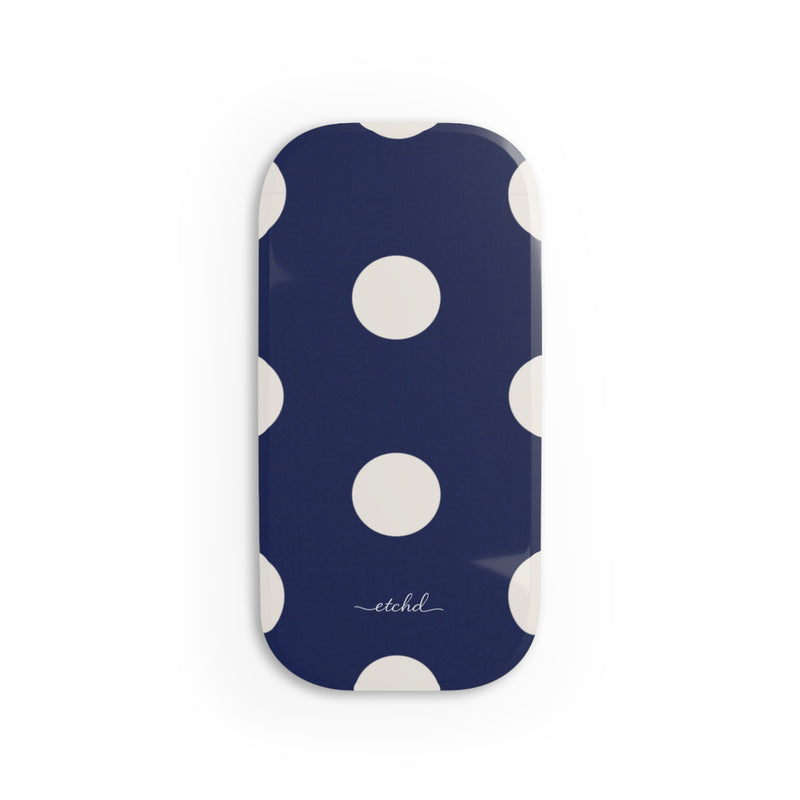 Cream & Navy Polka Dot Click-On Phone Grip by etchd