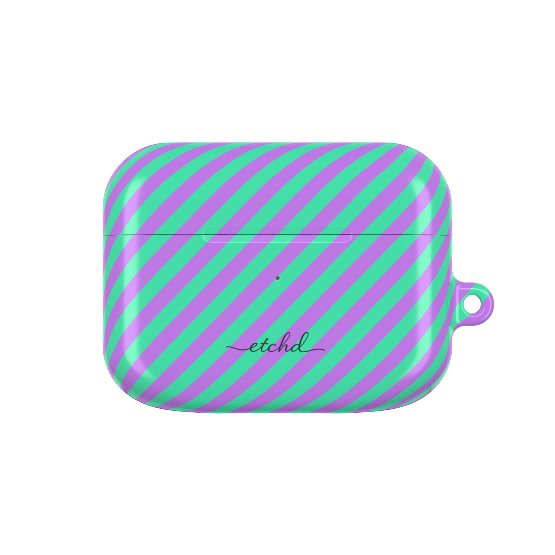 Lilac & Hypermint Striped Diagonal Funda para AirPods de etchd
