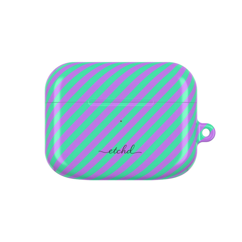 Lilac & Hypermint Striped Diagonal Funda para AirPods de etchd