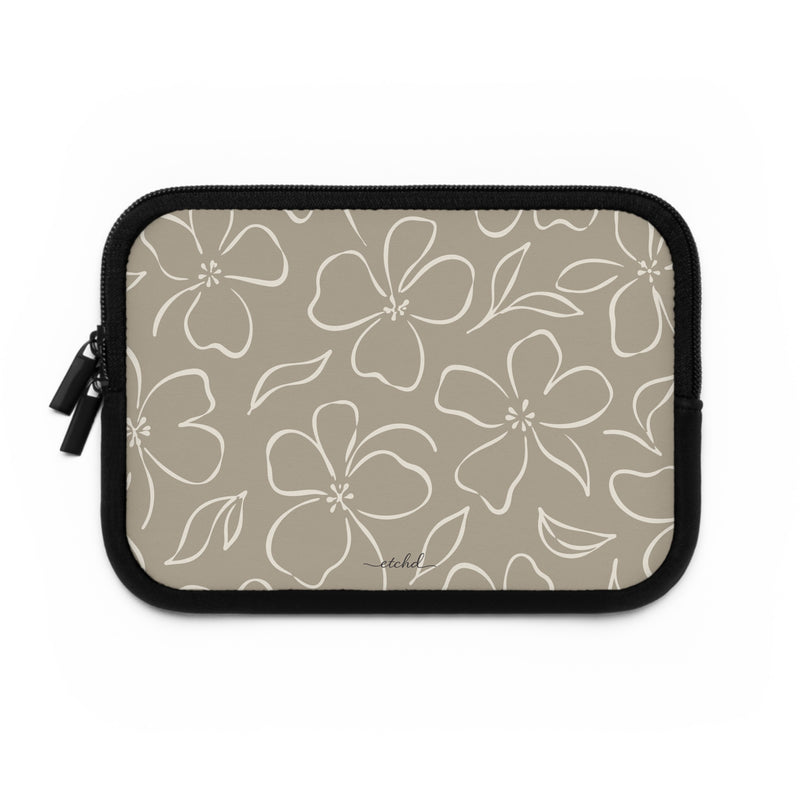 Neutral Floral Laptop Sleeve by etchd, view 2