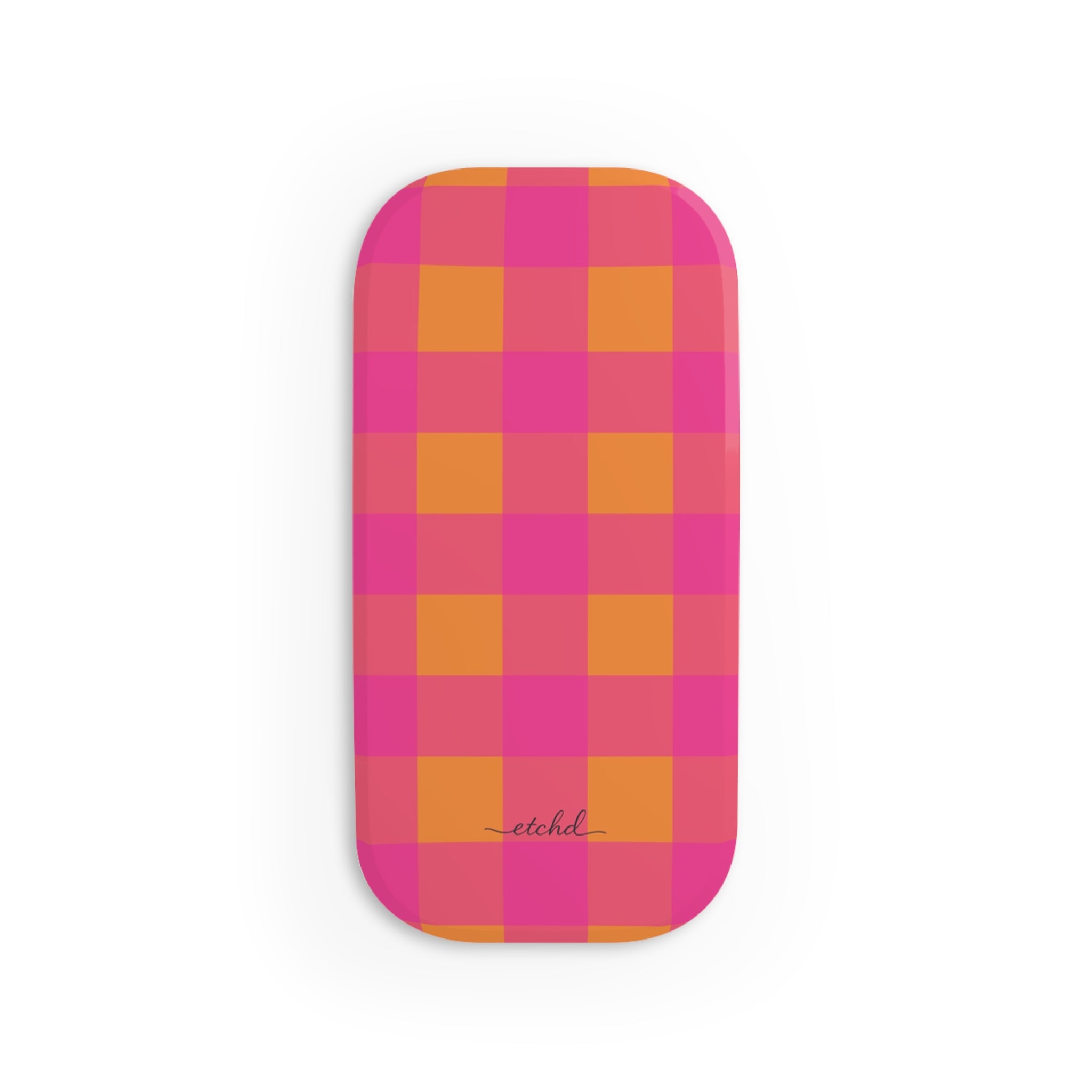 Pink & Orange Gingham Click-On Phone Grip by etchd, view 2