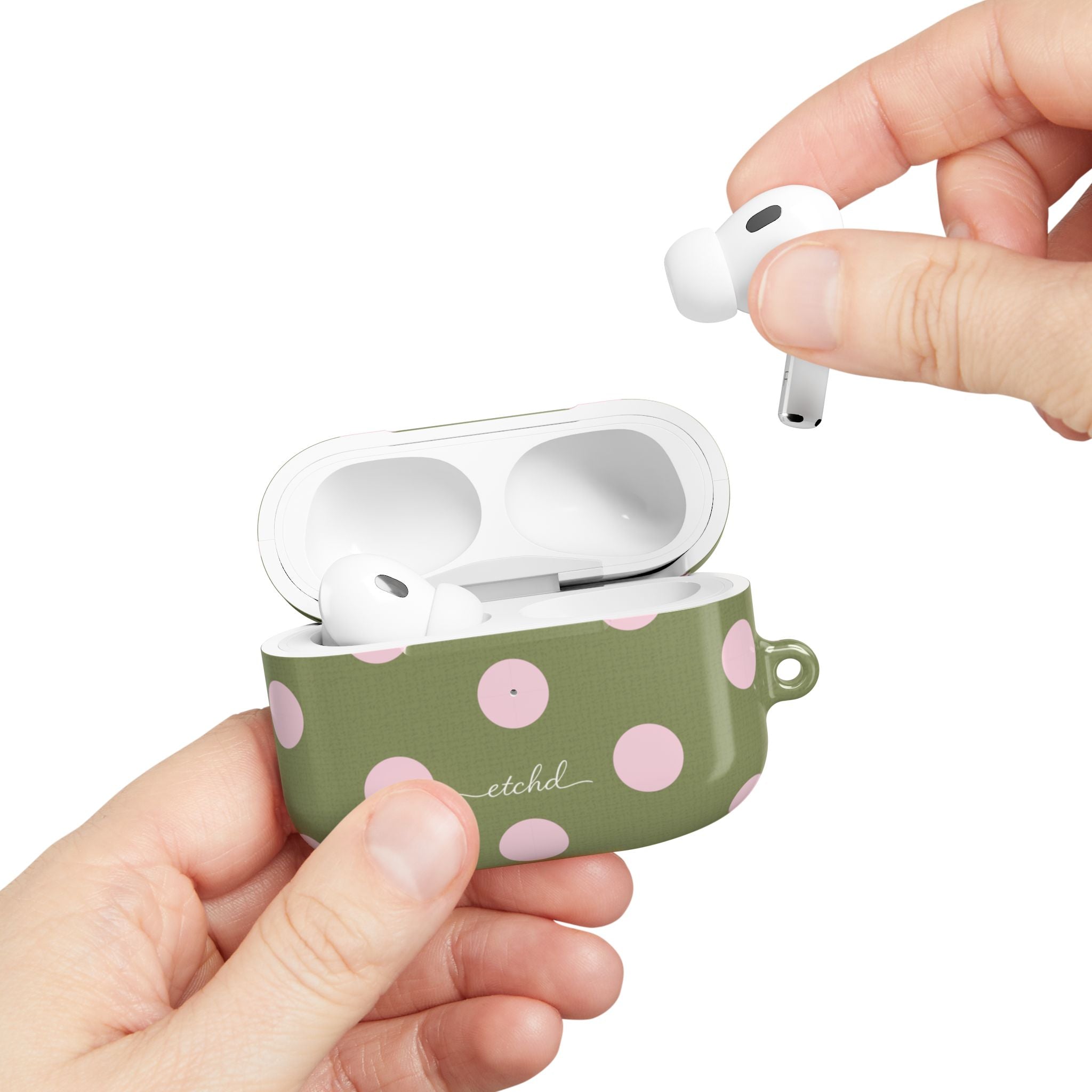 Pink & Green Polka Dot AirPod Case by etchd, view 11
